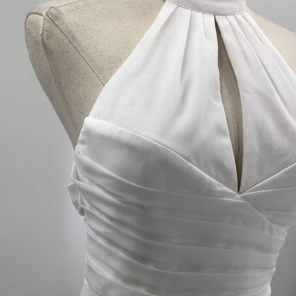 LULU'S S Elegant Glamour White Pleated Halter Cutout Maxi  Dress NWT b136 *flaw - Picture 11 of 13